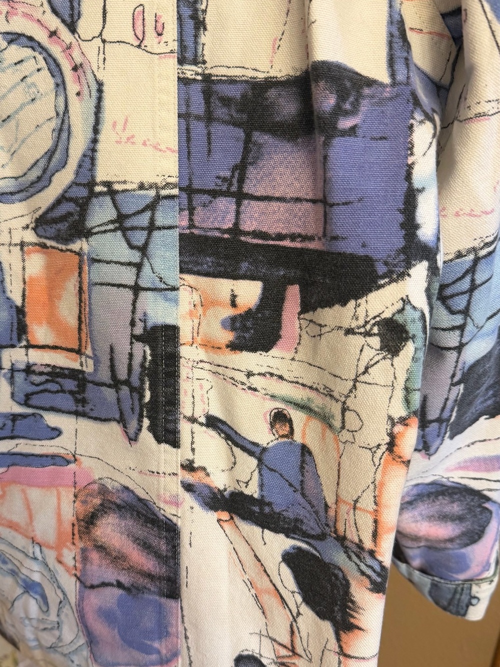 Michael Leu Vintage Maximalist Abstract Watercolor Print Button-Up Jacket | L - Picture 8 of 14
